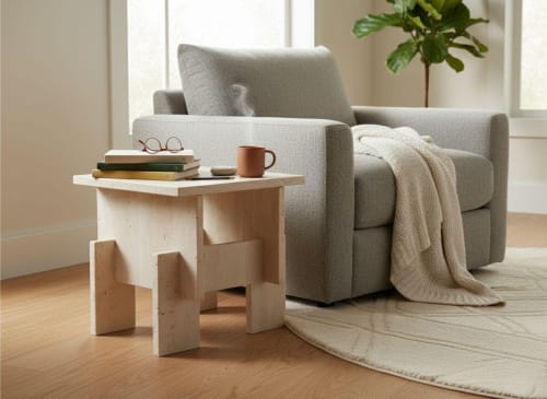 Chunky Travertine Side Table, Brutalist Modern Accent Table | Coffee Table in Tables by AYMARBLEDESIGN LLC