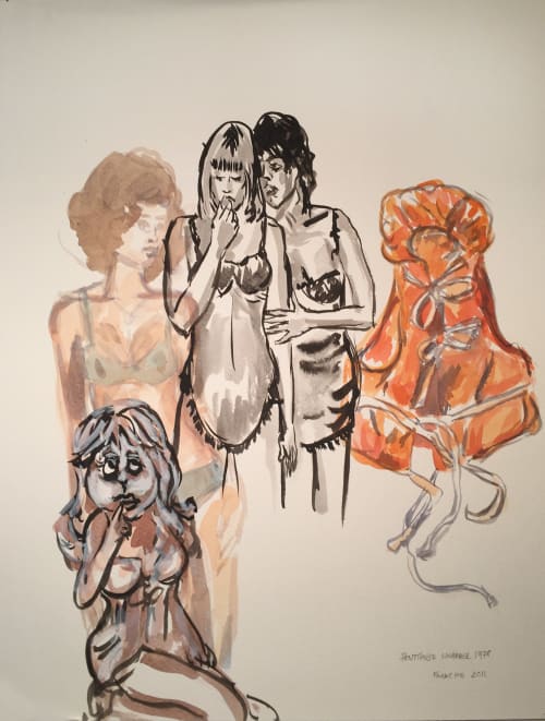 Penthouse Ladies | Watercolor Painting in Paintings by Eric Farache Artist