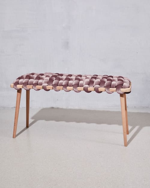 Plum Velvet Woven Bench | Benches & Ottomans by Knots Studio