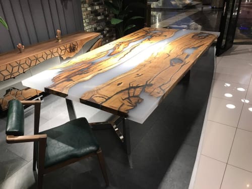 Live Edge Epoxy Table - Smoke Epoxy Resin Dining Table | Tables by Tinella Collection