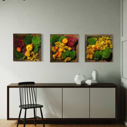 Organic Modern Art, Dried Flower Art Preserved Moss Wall | Plants & Landscape by Sarah Montgomery