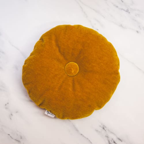 Tufted Velvet Throw Pillow, Mustard Yellow | Pillows by Melike Carr