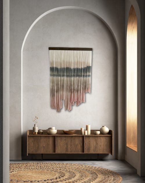 Abstract Dip Dyed Wall Hanging- Down by the Lakes #1 | Tapestry in Wall Hangings by Mpwovenn Fiber Art by Mindy Pantuso
