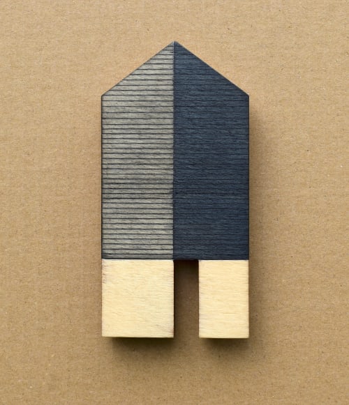 Tall House - Indigo/Lines w.16 | Sculptures by Susan Laughton Artist
