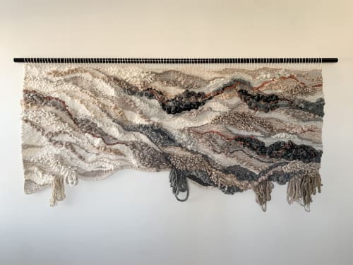 mountain wall hanging neutral tones and textures fiber art | Tapestry in Wall Hangings by Rebecca Whitaker Art