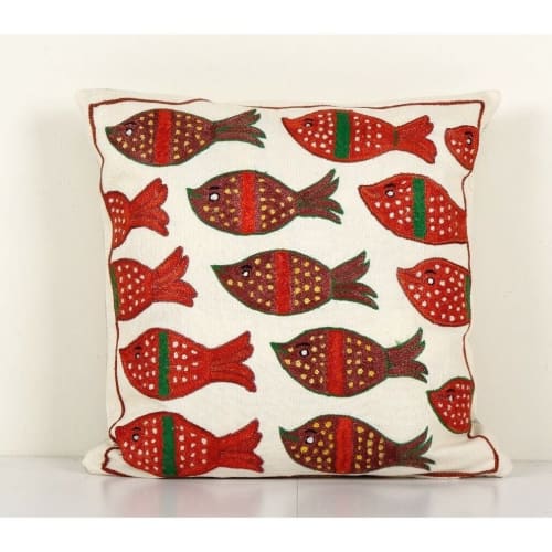 Fish Suzani Pillow Cover | Linens & Bedding by Vintage Pillows Store