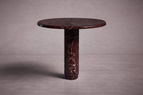 Marylou Rosso Levanto Red Marble Round Table | Dining Table in Tables by HamamDecor LLC