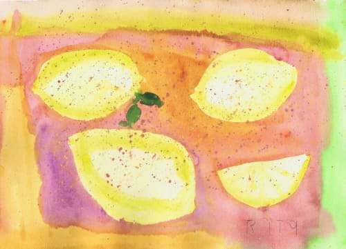 Lemons - Original Watercolor | Paintings by Rita Winkler - "My Art, My Shop" (original watercolors by artist with Down syndrome)