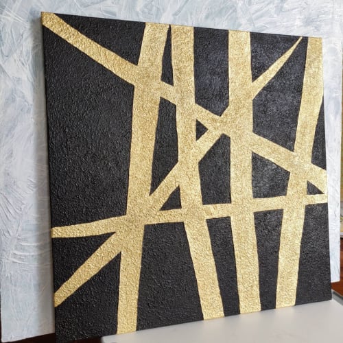 Rich texture gold abstract wall art gold black texture | Oil And Acrylic Painting in Paintings by Serge Bereziak (Berez)