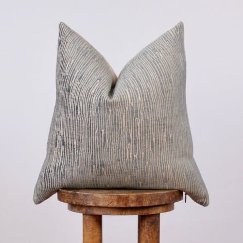 Blue & Tan Wood Grain Chenille Blend Decorative Pillow 19x19 | Pillows by Vantage Design