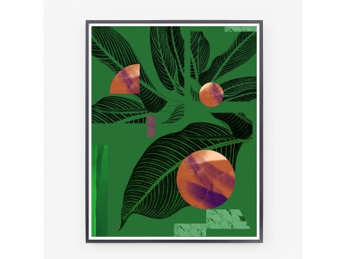 Abstract Botanical Collage Print with Geometric Shapes and | Prints by Capricorn Press