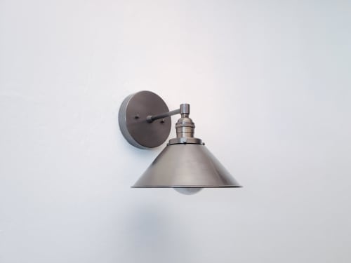Modern Wall Grey Sconce - Industrial Light - Gunmetal Brass | Sconces by Retro Steam Works
