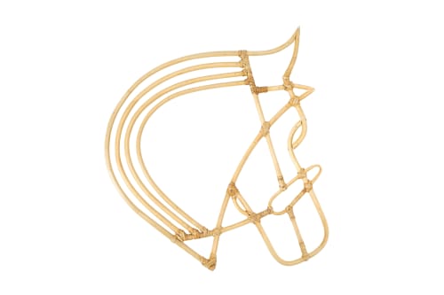 Amara Handmade Natural Rattan Horse Wall Decor, 17" | Ornament in Decorative Objects by Amara