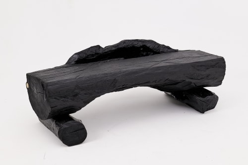 Charred Solid Wood Bench by Logniture – Organic Modern Sculptural Seat | Benches & Ottomans by Logniture