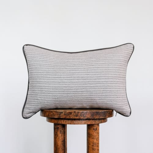 Beige and Brown Dashing Stripe Lumbar Pillow 12x18 | Pillows by Vantage Design