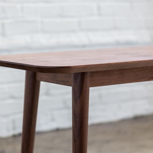 Mid Century Modern Walnut Bench: Solid Hardwood Entryway or Dining Bench | Benches & Ottomans by Spacecraft Furnishing