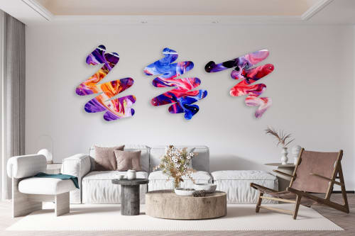 Set of 3 Abstract Art Large Wall Art Acrylic Art Printed Art | Wall Hangings by uniQstiQ