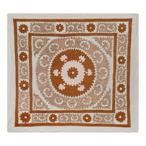 Suzani Wall Hanging Decor - Pastel Suzani Table Cloth - Uzbe | Linens & Bedding by Vintage Pillows Store
