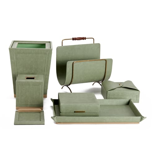 Vintage Moss Green with Gold Room Set | Decorative Objects by Rikan