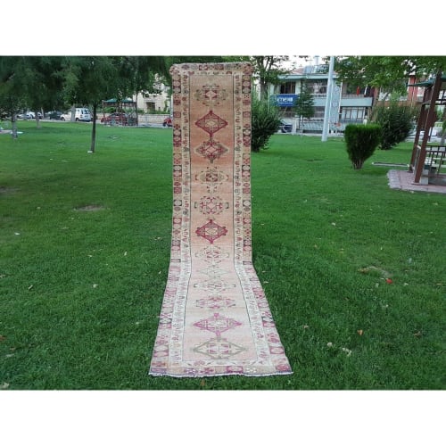 Antique Kurdish Muted Pale Rug Runner, Vintage Turkish | Rugs by Vintage Pillows Store