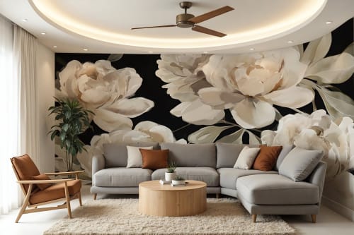 Painted Peony — Bold Florals Luxury Wallpaper Mural | Wall Treatments by ELLE WALLS