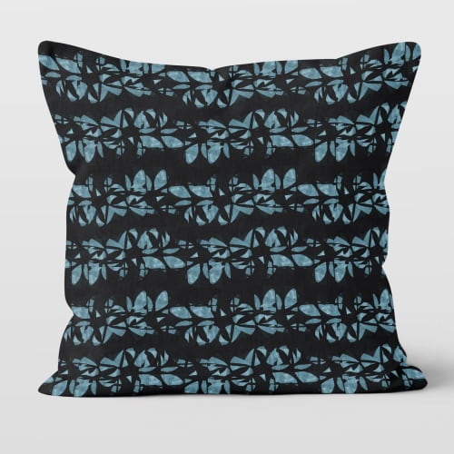 Lei in Aqua Cotton Linen Throw Pillow Cover | Pillows by Brandy Gibbs-Riley