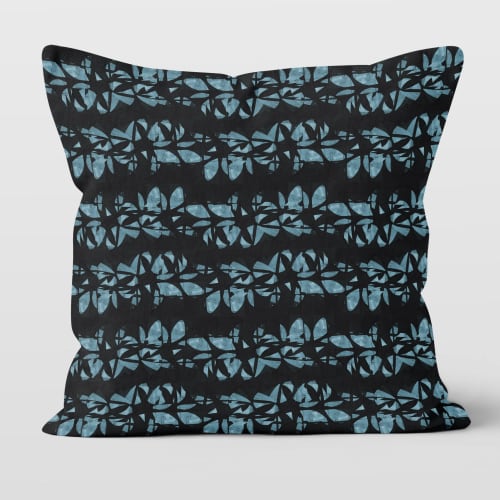 Lei in Aqua Cotton Linen Throw Pillow Cover | Pillows by Brandy Gibbs-Riley