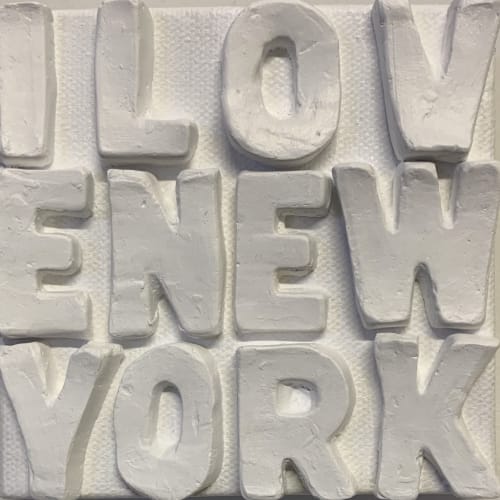 I Love New York 4"x4" | Mixed Media in Paintings by Emeline Tate