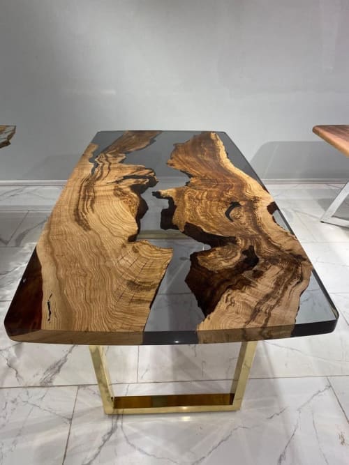 Oak Epoxy Table - Oak Table - Oak Dining Table | Tables by Tinella Wood