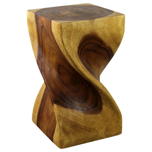 Haussmann® Big Twist Wood Stool Table 12 in SQ x 20 in H | Chairs by Haussmann®