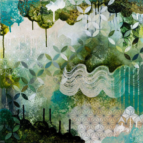 Mossy - 24"x24" Original Painting | Oil And Acrylic Painting in Paintings by Heather Robinson