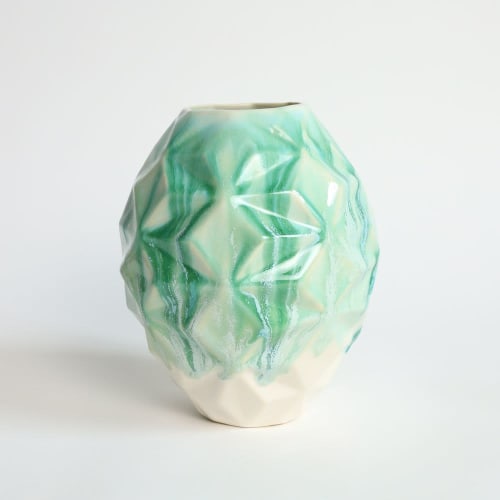 Oblique in Jade | Vases & Vessels by by Alejandra Design
