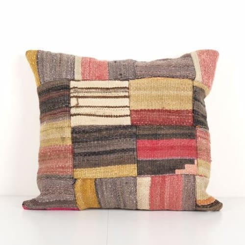 Traditional Turkish Patchwork Rug Pillow Cover, Ethnic Vinta | Pillows by Vintage Pillows Store
