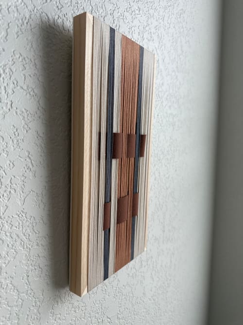 Woven Tile - String Theory- Suede and Grey #2 | Wall Sculpture in Wall Hangings by Mpwovenn Fiber Art by Mindy Pantuso
