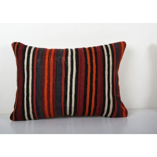 Striped Turkish Kilim Pillow Cover, Wool Rustic Cushion Cove | Pillows by Vintage Pillows Store