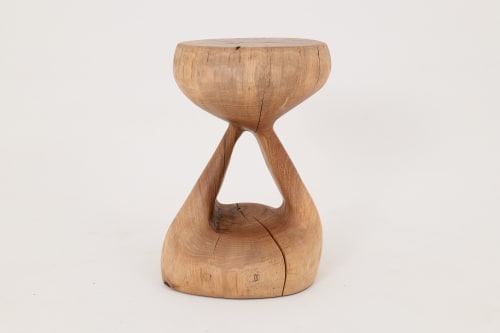 Walnut Solid Wood Sculptural Side Table, Original Contemporary Design | Tables by Logniture