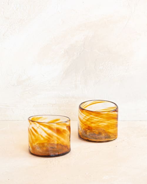 Xaquixe Small Tumbler - Amber (set of 2) | Glass in Drinkware by MINNA