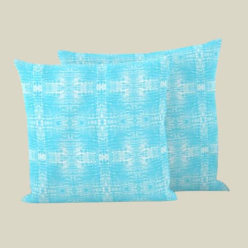 Throw Pillow Jamprang, Turquoise | Pillows by Philomela Textiles & Wallpaper