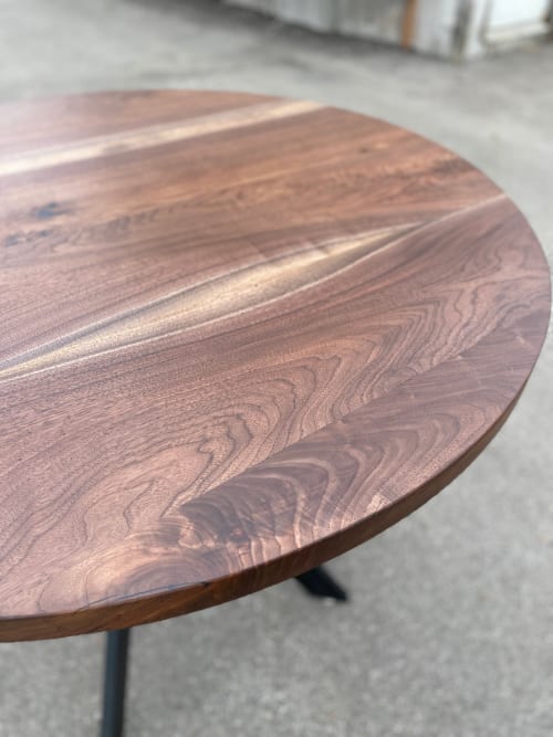 Round Salvaged Walnut Table | Dining Table in Tables by iReclaimed Furniture Co