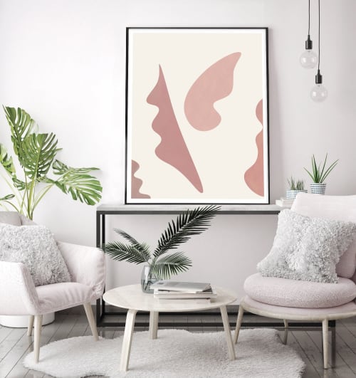 Minimal Scandinavian Abstract print in Nude Blush and Pink | Prints by Capricorn Press