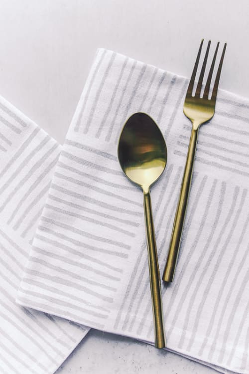 Dinner Napkins (Set of 4) - Striped, Ash | Linens & Bedding by Mended