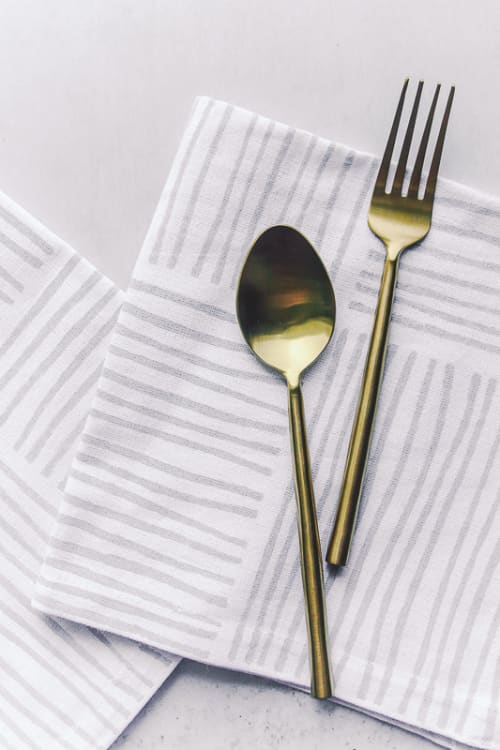 Dinner Napkins (Set of 4) - Striped, Ash