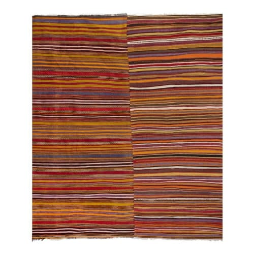 Oversized Vintage Striped Simple Design Turkish Boho Kilim | Rugs by Vintage Pillows Store