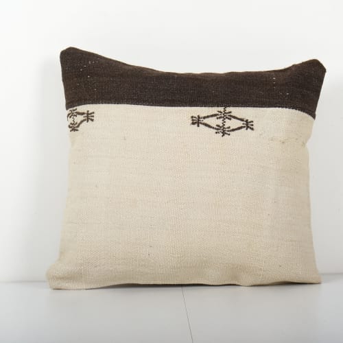 Vintage Hemp Turkish Kilim Pillow, Vintage Neutral Organic T | Pillows by Vintage Pillows Store