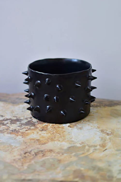 Spikes Black Ceramic Handmade Planter | Vases & Vessels by OWO Ceramics