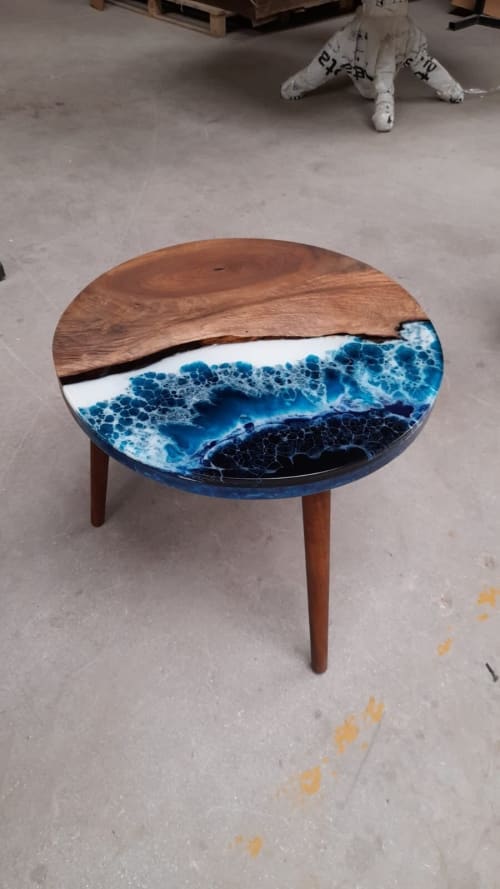 Epoxy Coffee Table - Resin End Table - Epoxy Coastal Table | Tables by Tinella Wood