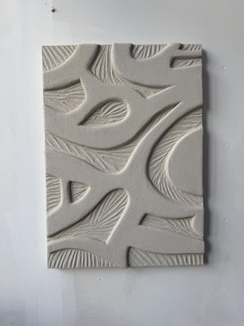 Sandy White Relief Wall Art: Modern 3D Texture Painting, Ornaments Bas-relief | Wall Hangings by Vaiva Art Atelier