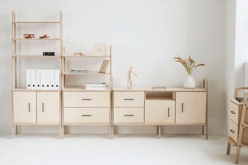 Mid Century Modern Bookcase, Mid Century Bookcase w/ drawers | Storage by Plywood Project
