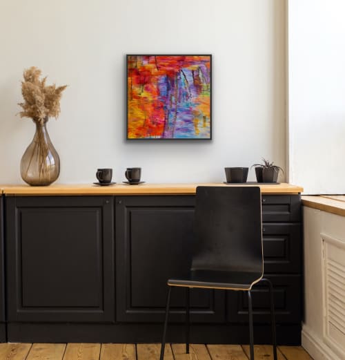 Colorful Reflection, ACRYLIC, 20" x 20" | Oil And Acrylic Painting in Paintings by Checa Art