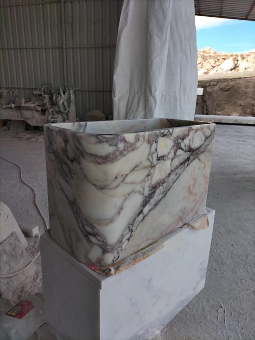 Modern -Minimalist Design Calacatta Viola Marble Sink :A Unique Work of Art for Your Bathroom | Water Fixtures by AYMARBLEDESIGN LLC